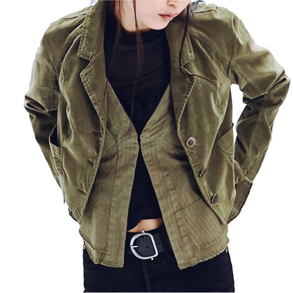 FREE PEOPLE ORLY LAYERED 2 PIECE CORDUROY JACKET OLIVE LARGE